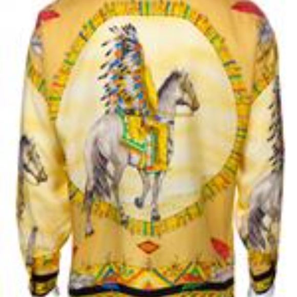 GIANNI VERSACE Silk Native American Print Shirt - Picture 6 of 8
